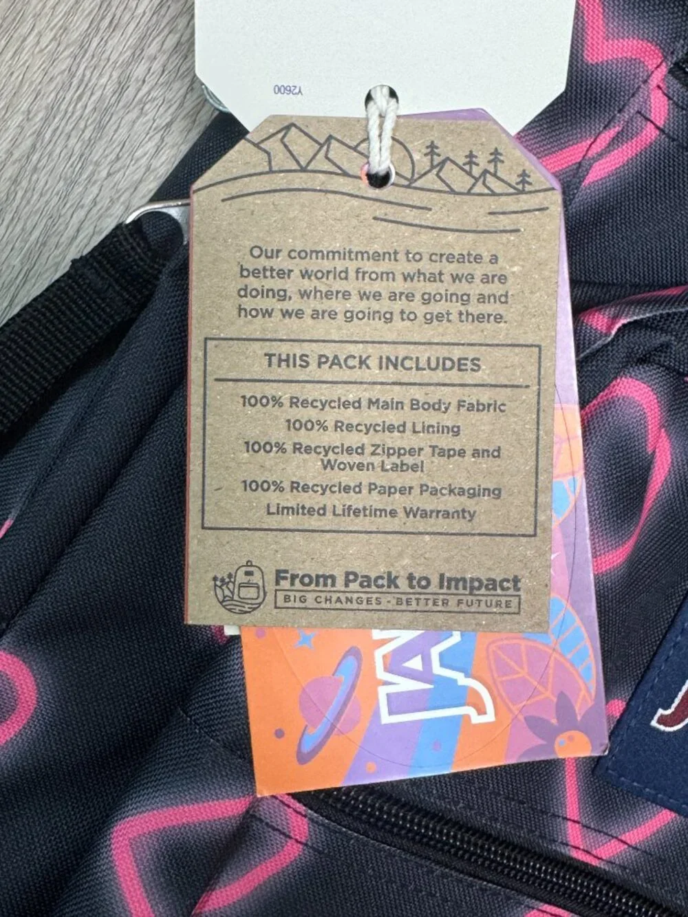 JanSport XL Big Student Happy Hearts Backpack Black Pink Hearts  15